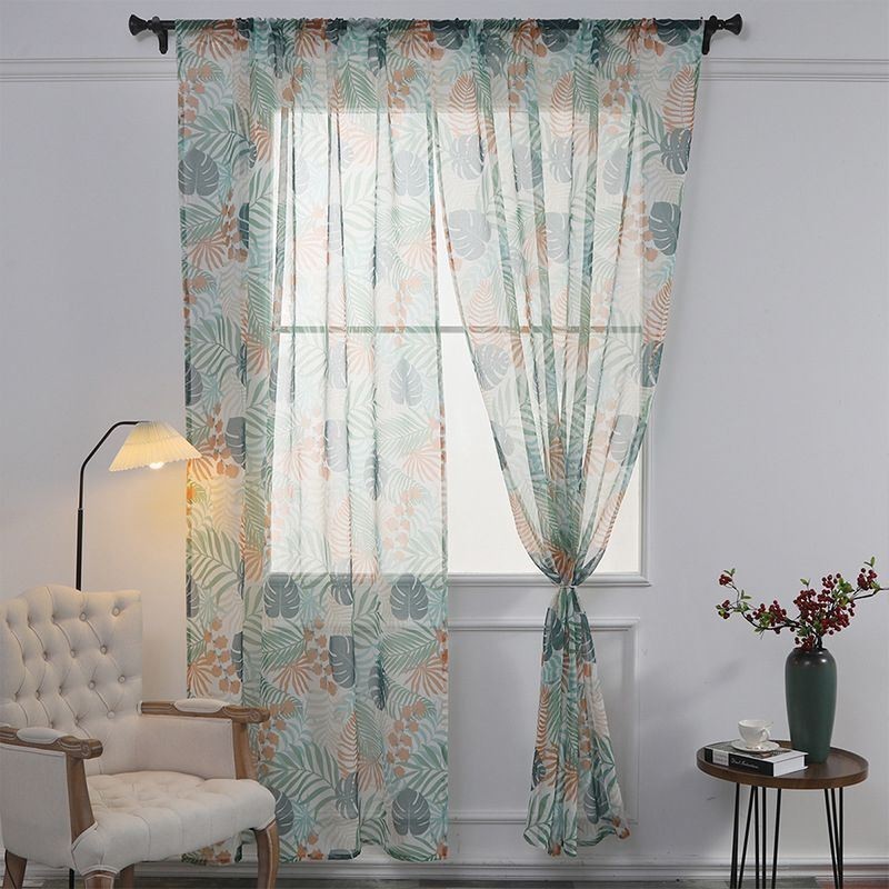 Leaves Printed Curtain Made to Measure Curtain Tulle Sheer For Living Room Bedroom