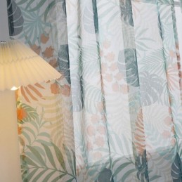 Leaves Printed Curtain Made to Measure Curtain Tulle Sheer For Living Room Bedroom