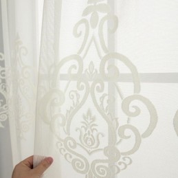 European Embroidered Sheer Curtains Transparent Voile Window Treatment Living Room